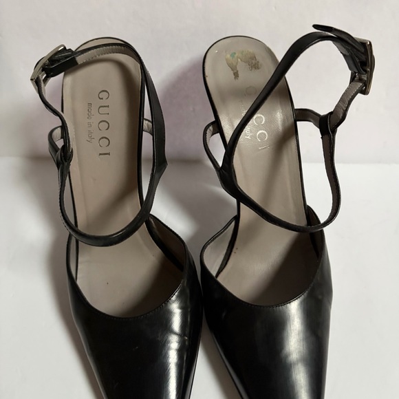 Gucci Elegant Black Stiletto Pointed-Toe Slingback Pumps Size 7 1/2 - Picture 11 of 15